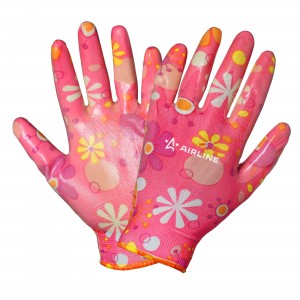 перчатки! Нейлоновые, женские с цельным полиуретановым покрытием ладони\ AWG-NW-09 AIRLINE