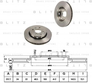 Диск тормозной передний вентилируемый KIA Spectra/Shuma 01- BS0317 BS0317 BLITZ