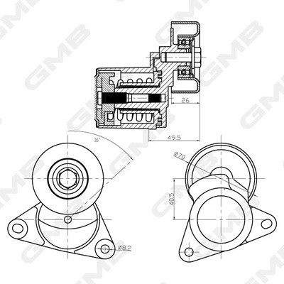 Ролик натяжителя приводного ремня GAT10050 GAT10050 GMB