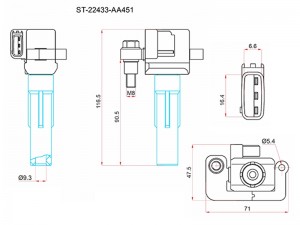 Катушка зажигания SUBARU FORESTER 01-07/IMPREZA 01-07 EJ205 2,0 WRX 01- ST-22433 ST22433AA451 SAT