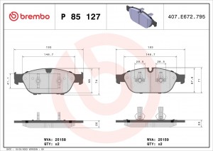 Колодки тормозные P85127 P85127 BREMBO