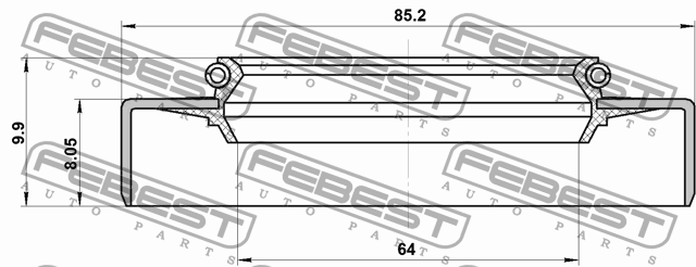 Сальник ступичный передний TOYOTA HIACE 89-06 95GDW-66850810X 95GDW-66850810X FEBEST