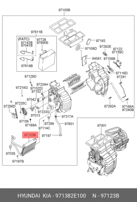 Радиатор отопителя HYUNDAI Tucson (04-) ОЕ 971382E100 HYUNDAI KIA