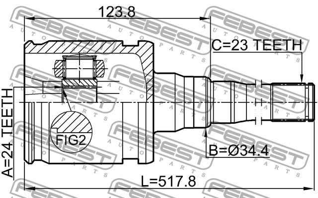 ШРУС внутр правый TOYOTA HIGHLANDER ASU40/GSU4# 2007-2013 0111-GSU40RH 0111-GSU40RH FEBEST