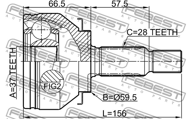 ШРУС наружный 37X59.3X28 MITSUBISHI GRANDIS 2003-2009 0410-NA8W 0410NA8W FEBEST