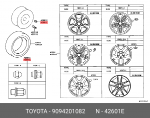 Гайка колесная TOYOTA 4Runner/HiLux/LC880/Picnic 90942-01082 90942-01082 TOYOTA
