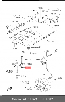 Прокладка MAZDA BT-50 форсунки топливной OE WE0113R79B MAZDA