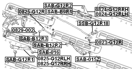 Болт с эксцентриком SUBARU IMPREZA G12 2007.03- 0829-002 0829-002 FEBEST