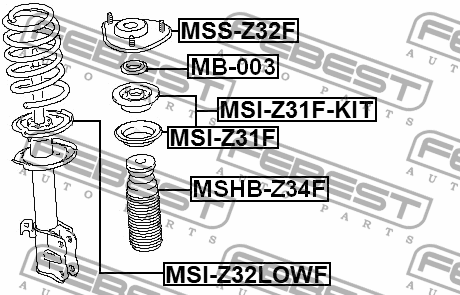 Пыльник и отбойник MITSUBISHI Colt (05-12) амортизатора переднего комплект на 1  MSHBZ34F FEBEST