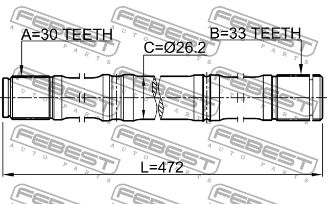 Полуось NISSAN QASHQAI J10E 2006-2013 0212-HR16D 0212-HR16D FEBEST