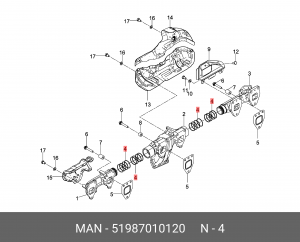 Кольцо колектора выпуск., ком-кт D2066LF MAN TGA/TGS/TGX 51987010120 MAN