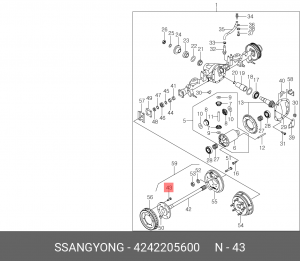Шпилька колеса SSANGYONG Rexton (02-),Korando (96-) заднего (TONG-IL) OE 4242205600 SSANG YONG