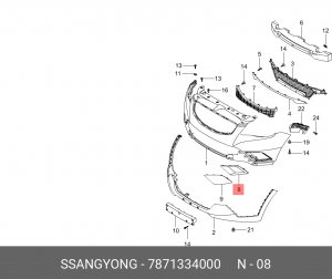 Решетка фары противотуманной SSANGYONG Actyon (10-) левой OE 7871334000 SSANG YONG