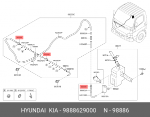 обратный клапан системы омывателя заднего стекла!\Hyundai,Kia 9888629000 HYUNDAI