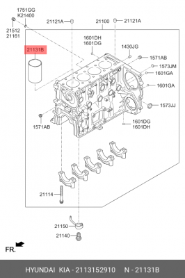 Гильза цилиндра HYUNDAI HD65,78,БОГДАН дв.D4GA d+0.00 (1шт.) OE 2113152910 HYUNDAI KIA