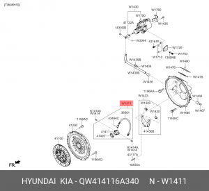 Муфта сцепления HYUNDAI HD120,AeroTown дв.D6DA22,D6GA (KH10) OE QW414116A340 HYUNDAI KIA