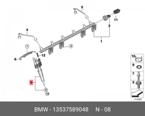 форсунка топливная!\ BMW E90/E91 05> 13 53 7 589 048 BMW