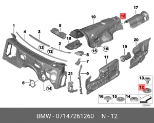 Гайка с пружинным зажимом !5X9 D=30 SW10 \BMW 1' E81, E82, E87 LCI, E88, F20, F2 07 14 7 261 260 BMW
