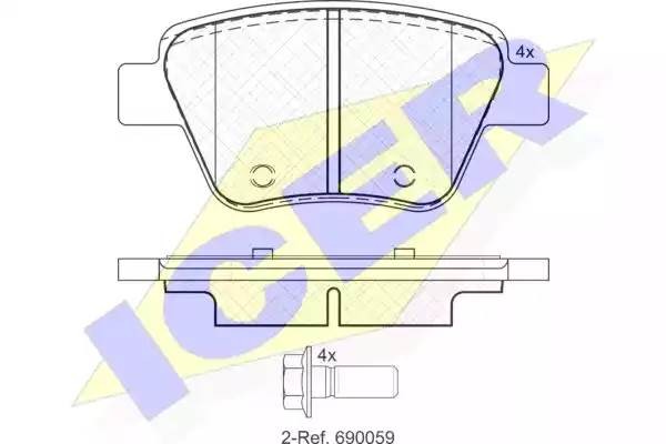 181967 колодки дисковые задние!\ Audi A3, VW Golf,Skoda Yeti/Superb, Seat Leon 1 181967 ICER