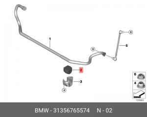 Втулка стабилизатора BMW 1 (E81,E82,E87,E88),3 (E90,E91,E92,E93) переднего OE 31 35 6 765 574 BMW