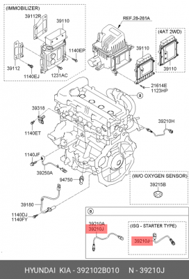 Датчик кислорода HYUNDAI Elantra (06-) KIA Ceed (06-) OE 392102B010 HYUNDAI KIA