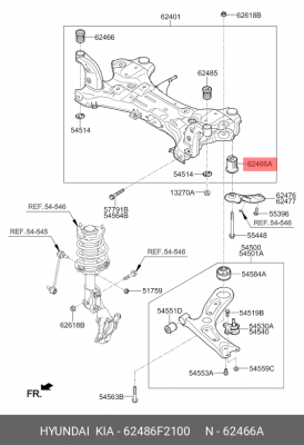 62486F2100 ВТУЛКА ПОДРАМНИКА МОТОРНОГО ОТСЕКА 62486F2100 HYUNDAI KIA