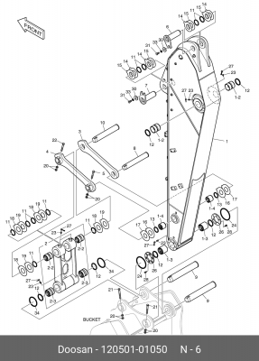120501-01050 Палец 2123-2443, K1039412 120501-01050 DOOSAN