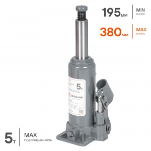 Домкрат бутылочный 5т S (MIN - 195 мм, MAX - 380 мм) (AJ-B-05S) AJB05S AIRLINE