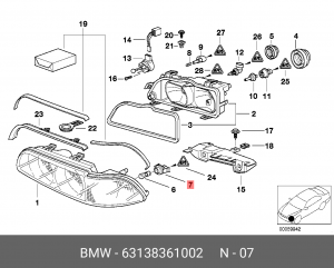 Патрон лампы BMW 5 (E39),7 (E38) указателя поворота OE 63 13 8 361 002 BMW