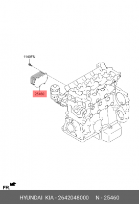 Теплообменник HYUNDAI HD65,78,БОГДАН дв.D4GA масляный OE 2642048000 HYUNDAI KIA
