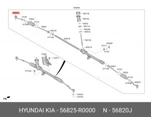 Наконечник рулевой тяги KIA Carnival (20-) правый OE 56825R0000 HYUNDAI KIA