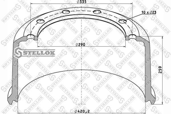 торм.барабан !420x200/207 H=259 d=290/335 n10x23 \BPW ECO-MAXX 85-00147-SX STELLOX