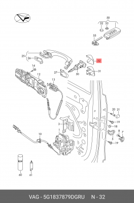 VW GOLF VII (2012>) ЛЕВАЯ 5G1 837 879 D GRU VAG