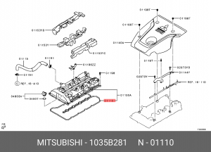 Прокладка клапанной крышки MITSUBISHI L200 2015-/PS III mot.2,4DID MITSUBISHI 10 1035B281 MITSUBISHI