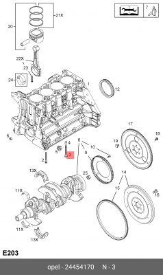 Болт OPEL Astra G (01-05) коленвала М8х65 ОЕ 24454170 GENERAL MOTORS