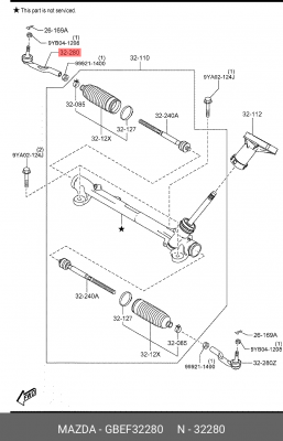 Наконечник рулевой тяги MAZDA 6 (18-) правый OE GBEF32280 MAZDA