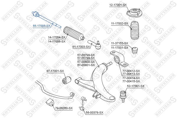 тяга рулевая!\ Subaru Legacy B12 00-03 55-17003-SX STELLOX