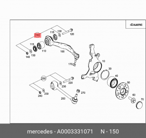 Болт MERCEDES C (W204),E (W212) сход-развала регулировочный OE A 000 333 10 71 MERCEDES BENZ