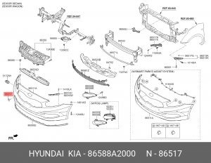 Заглушка панели бампера 86588A2000 HYUNDAI KIA