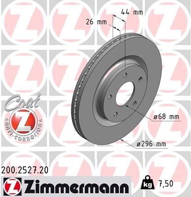 диск тормозной !перед. 296x26/44-5x114 \ Nissan Qashqai 1.6-2.0i/1.5dCi-2.0dCi 0 200252720 ZIMMERMANN
