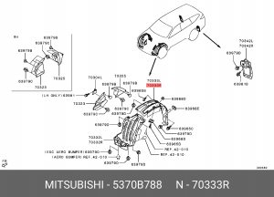 Брызговик арки перед. колеса, задн. правый 5370B788 5370B788 MITSUBISHI