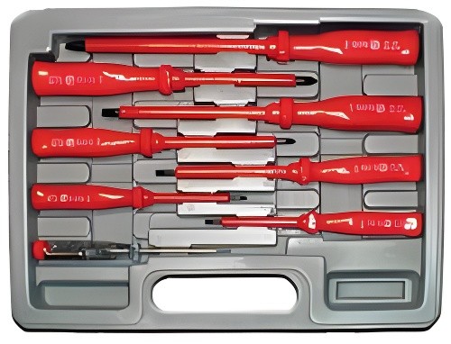 Набор отверток диэлектрических SL3-SL4-SL5.5,SL6.5, PH0-PH2 до 1000В 8 предметов 56127 FIT