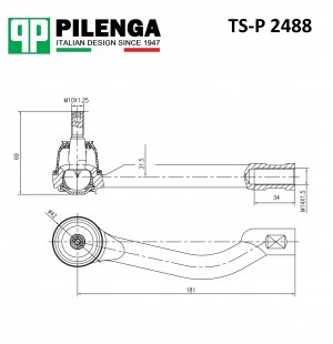 Наконечник тяги рулевой, правый NISSAN QASHQAI I (J10) TS-P2488 TS-P 2488 PILENGA