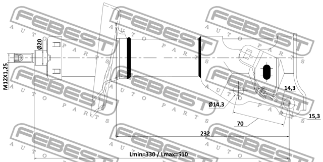 Амортизатор передний левый GAS.TWIN TUBE 03110-001FL FEBEST