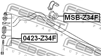 Втулка стабилизатора передняя MITSUBISHI COLT 04-12 MSB-Z34F MSB-Z34F FEBEST