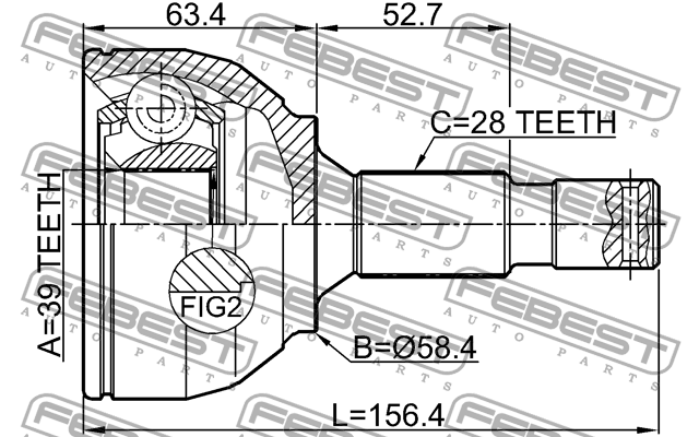 ШРУС внешний CITROEN JUMPER III/ RELAY III 2006- 2510-3084B 2510-3084B FEBEST
