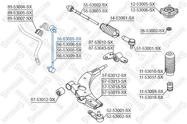 тяга стабилизатора переднего правая!\ KIA Carens 00-02 56-53005-SX STELLOX