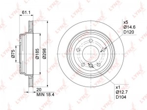 Диск тормозной задний (298x20) подходит для BMW 5(E39) 2.0-4.4 95-03 BN-1010 BN-1010 LYNXAUTO