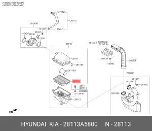Фильтр воздушный KIA Ceed (12-) (TCI) OE 28113-A5800 HYUNDAI KIA