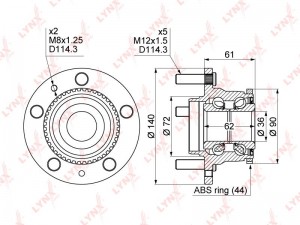 Ступица задняя в сборе с ABS WH-1094 LYNXAUTO